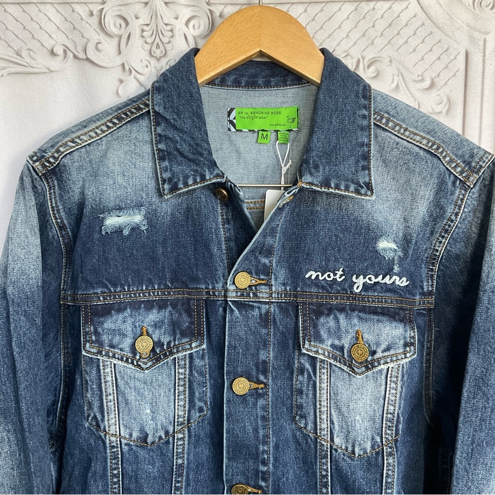 Sandrine Rose FREE PEOPLE “Not Yours” l’artiste Denim Jacket Women’s Medium New - Picture 2 of 7